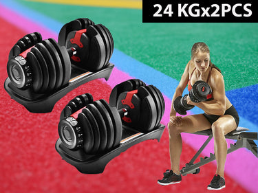 Adjustable Dumbbells 24Kg Pair